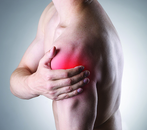 Image of man with injured and inflamed shoulder; a condition Effective Body Therapies can help heal